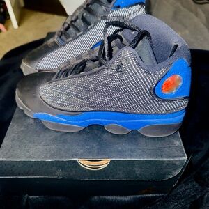 Jordan Retro 13  Black and Blue Sneakers